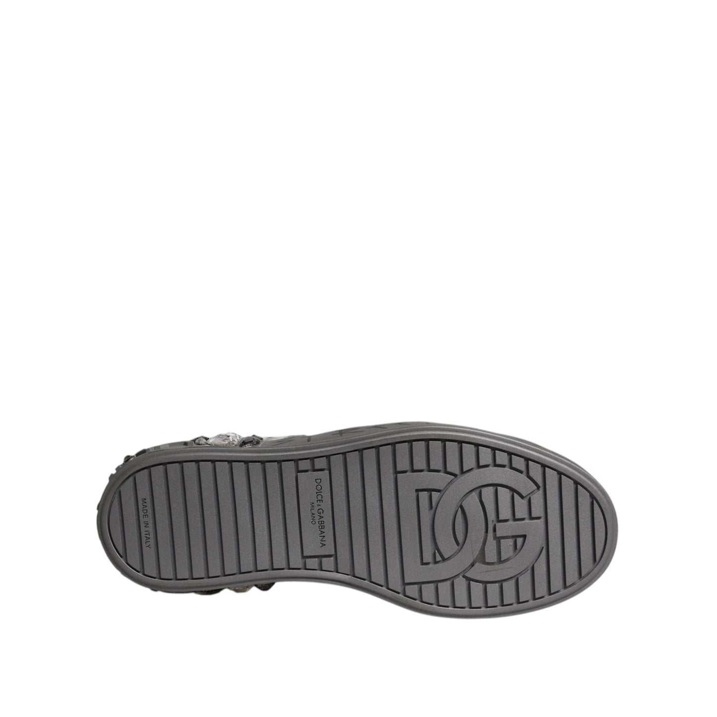 Dolce & Gabbana White Crystal Logo Portofino Sneakers Shoes MV7048-40