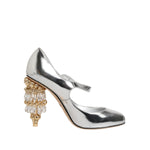 Dolce & Gabbana Silver Chandelier Sculpted Heel Mary Jane Pump Shoes LA12741-39