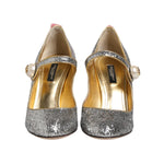 Dolce & Gabbana Silver Glitter Mink Fur VALLY Pumps Shoes LA12759-37