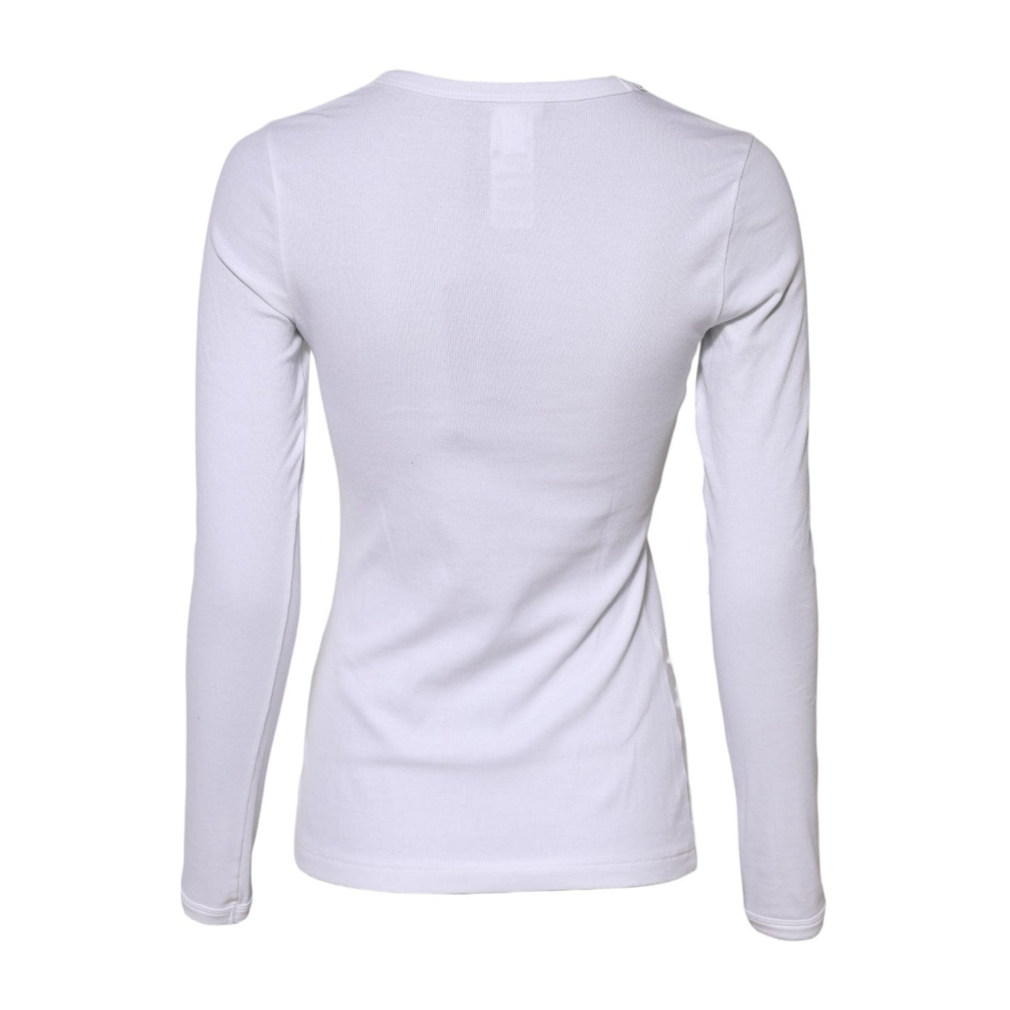 Dolce & Gabbana White Cotton Knit Round Neck Long Sleeves T-shirt TSH90726-2