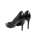Dolce & Gabbana Black Calf Leather Stiletto Heels Pumps Shoes LA12788-37.5