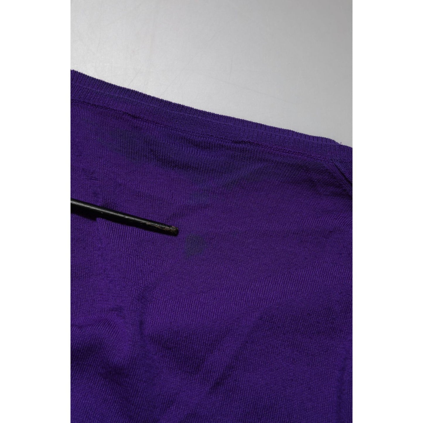 Dolce & Gabbana Purple Wool Knit V-neck Cardigan Sweater TSH90727-46