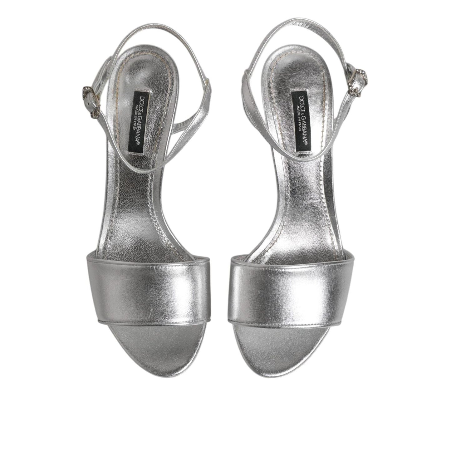Dolce & Gabbana Silver KEIRA Heels Ankle Strap Sandals Shoes LA12833-35.5