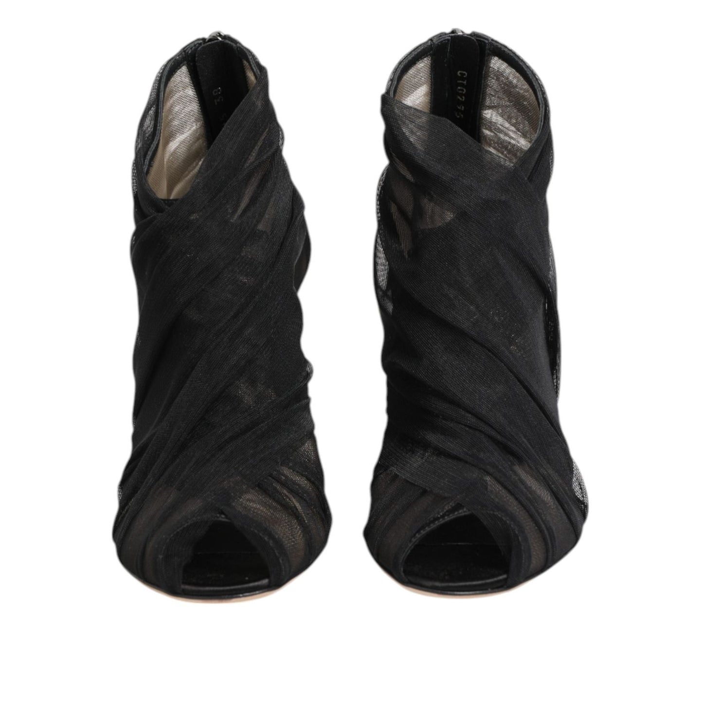 Dolce & Gabbana Black Mesh Stiletto Heels Ankle Boots Shoes LA12854-38