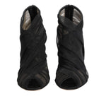 Dolce & Gabbana Black Mesh Stiletto Heels Ankle Boots Shoes LA12854-38