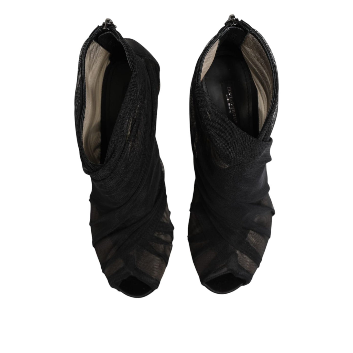 Dolce & Gabbana Black Mesh Stiletto Heels Ankle Boots Shoes LA12854-38