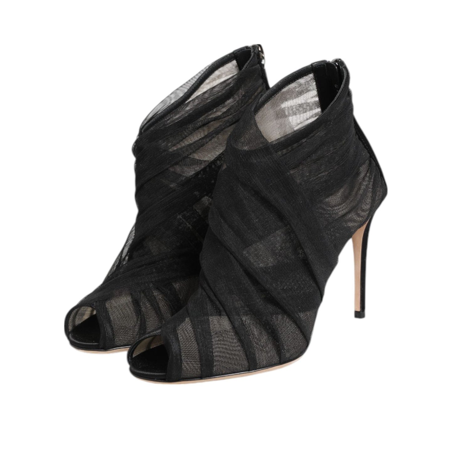 Dolce & Gabbana Black Mesh Stiletto Heels Ankle Boots Shoes LA12854-38