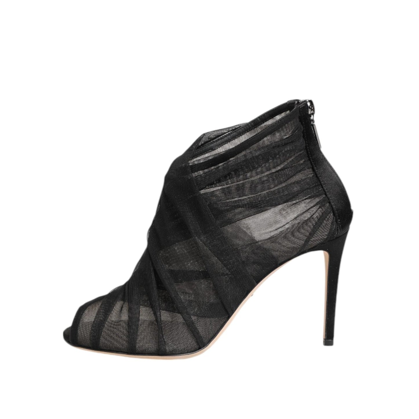 Dolce & Gabbana Black Mesh Stiletto Heels Ankle Boots Shoes LA12854-38