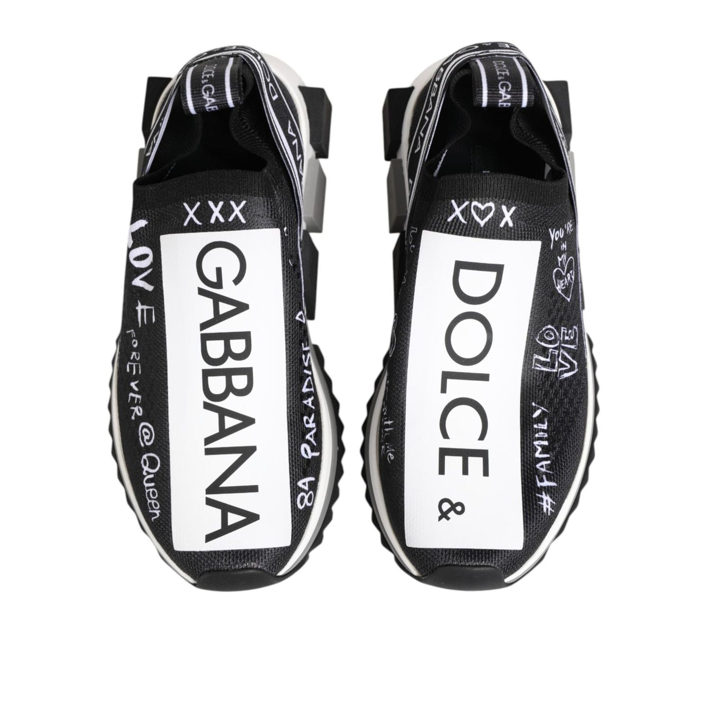 Dolce & Gabbana Black White Sorrento Low Top Sneakers Shoes LA12753-35.5