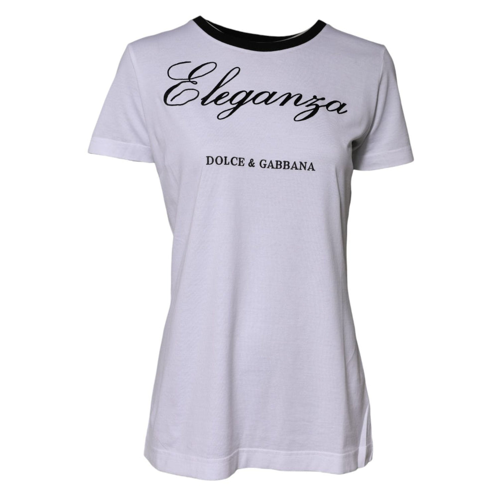 Dolce & Gabbana White Eleganza Cotton Crew Neck Tee T-shirt TSH90743-46
