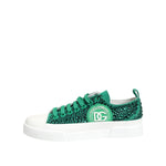 Dolce & Gabbana Green Portofino Crystal DG Logo Sneakers Shoes LA12772-41