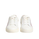 Dolce & Gabbana White Pink Leather Low Top Sneakers Shoes LA12795-35