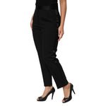 Dolce & Gabbana Black Wool HighWaist Tapered Trouser Pants PAN76274-48