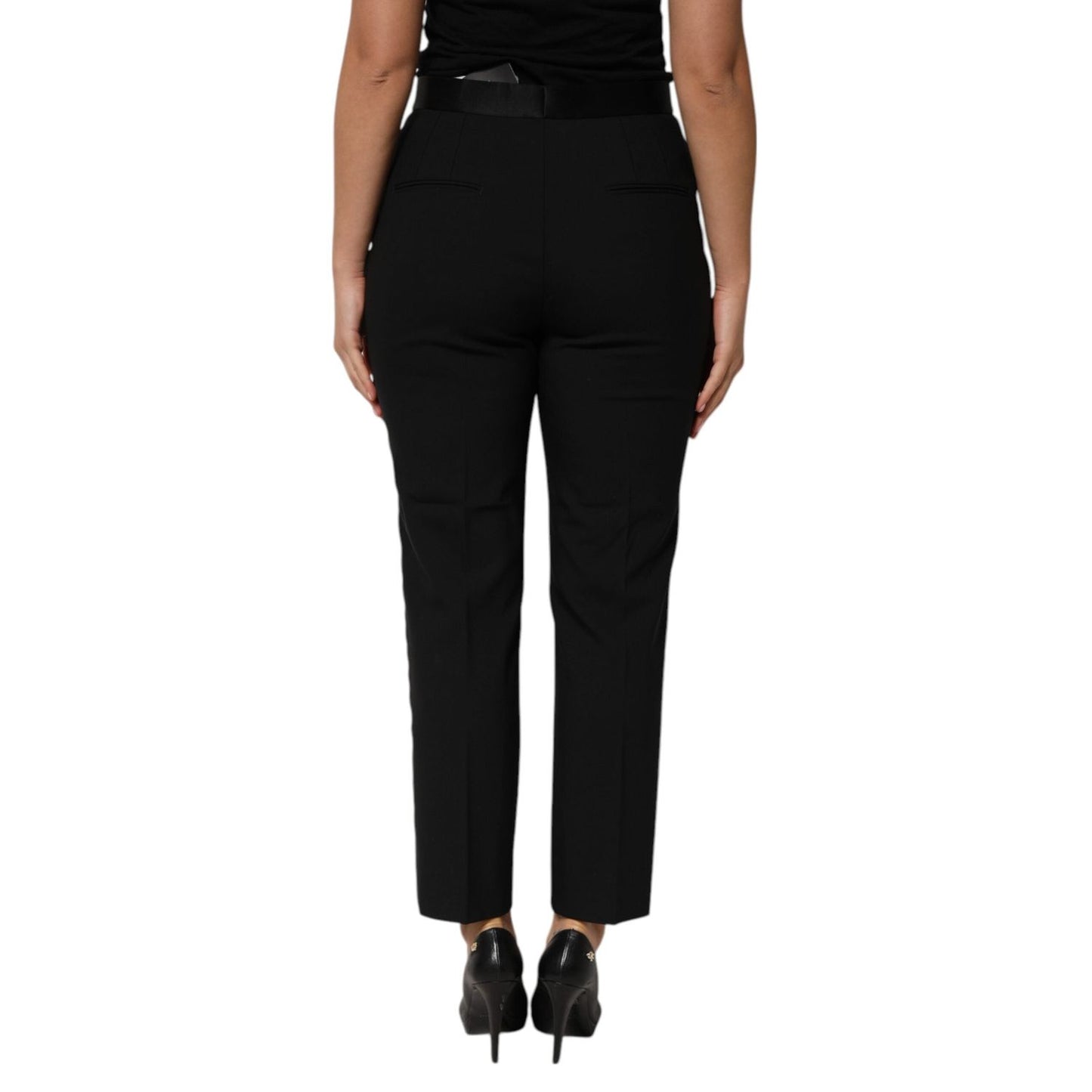 Dolce & Gabbana Black Wool HighWaist Tapered Trouser Pants PAN76274-48