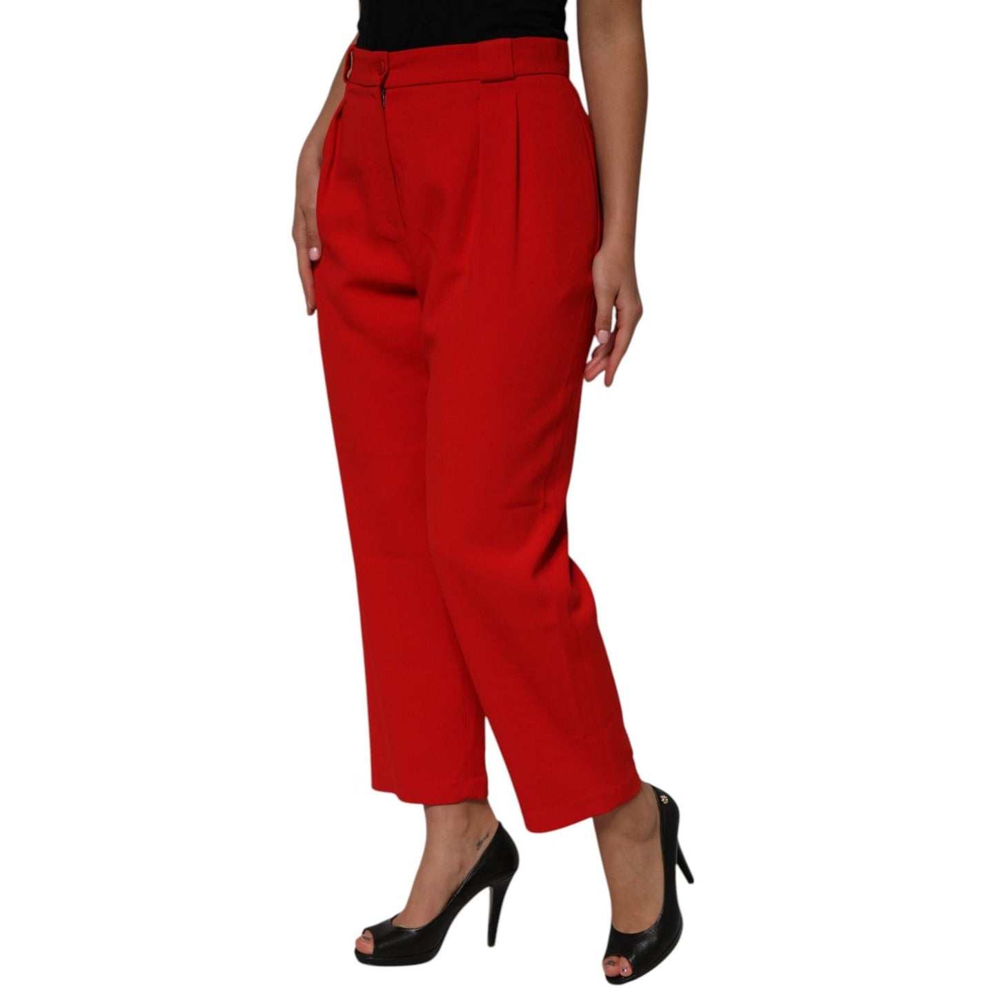 Dolce & Gabbana Red HighWaist Straight Women Trouser Pants PAN76688-48