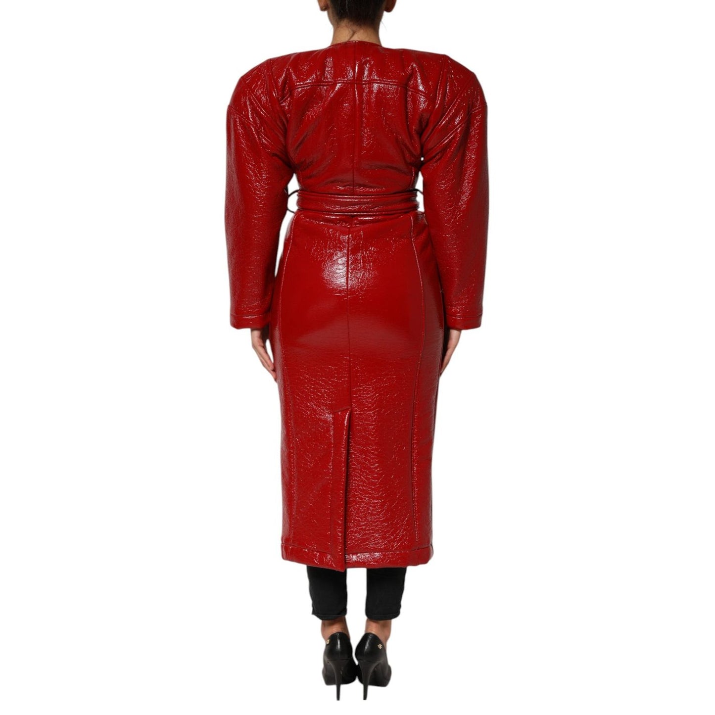 Dolce & Gabbana Red Wool Single Breasted Trench Coat Jacket JKT41570-38