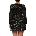 Dolce & Gabbana Black Gold Polka Dot Silk Brocade Mini Dress DR81830 -40