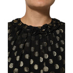 Dolce & Gabbana Black Gold Polka Dot Silk Brocade Mini Dress DR81830 -40