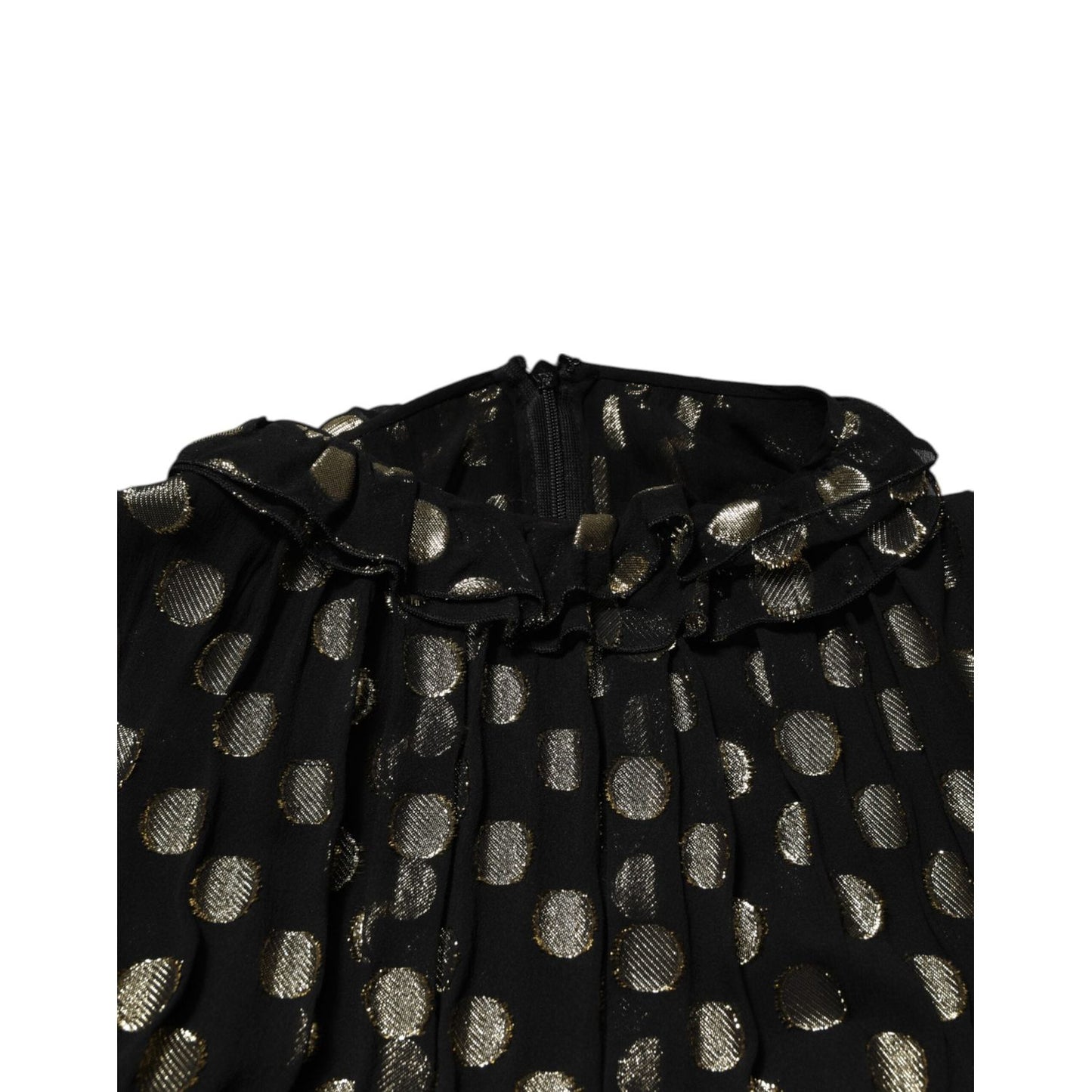 Dolce & Gabbana Black Gold Polka Dot Silk Brocade Mini Dress DR81830 -40