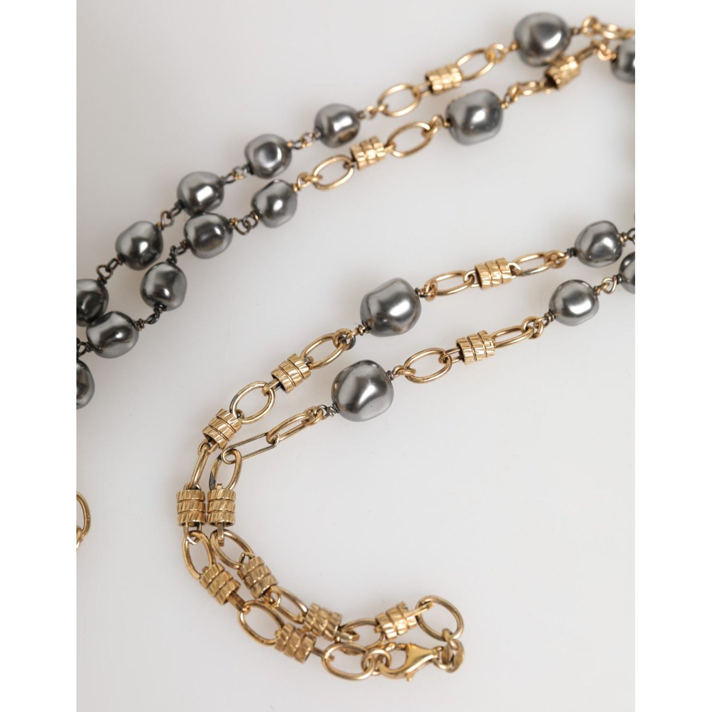 Dolce & Gabbana Gold Tone Beaded Chain Religious Cross Necklace SMY11199