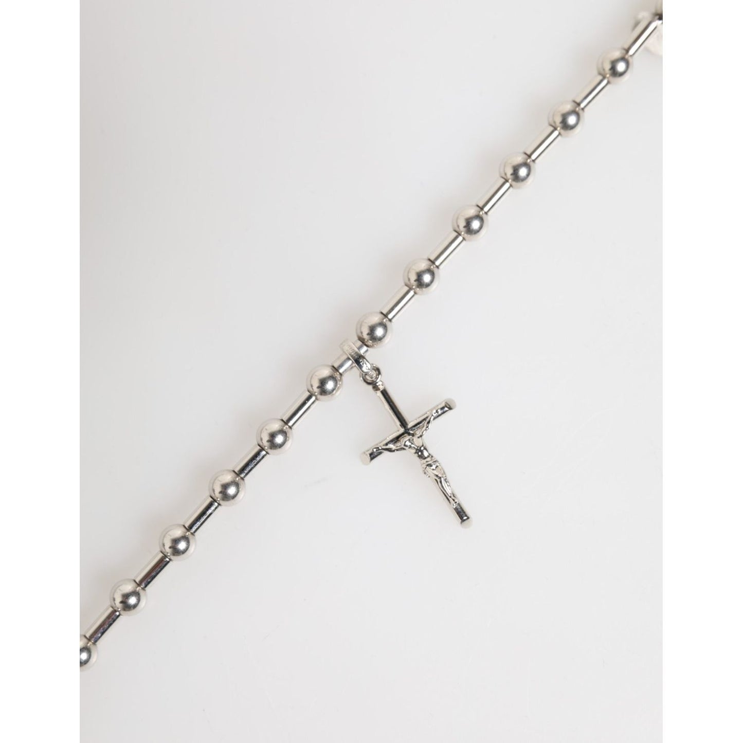 Dolce & Gabbana Silver Tone Brass Chain Religious Cross Pendant Necklace SMY11217