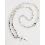 Dolce & Gabbana Silver Tone Brass Chain Religious Cross Pendant Necklace SMY11217