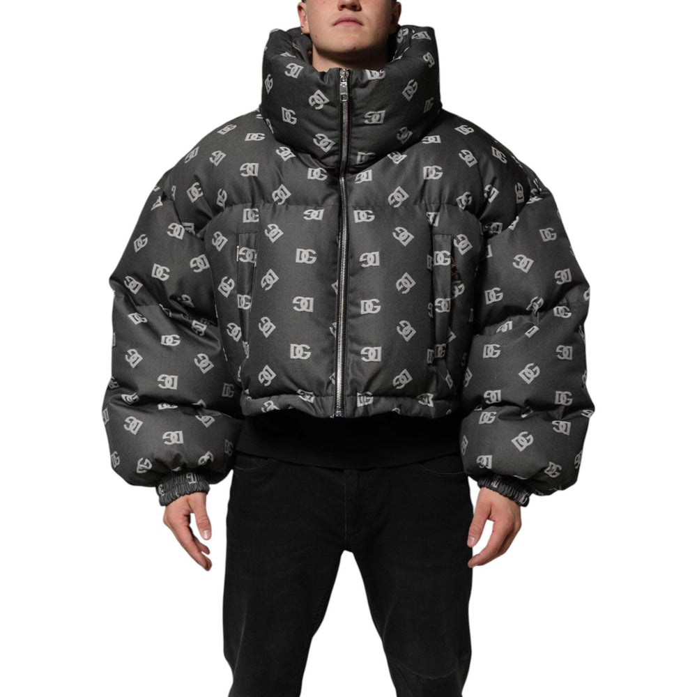 Dolce & Gabbana Black DG Monogram Full Zip Puffer Men Jacket JKT41544-50