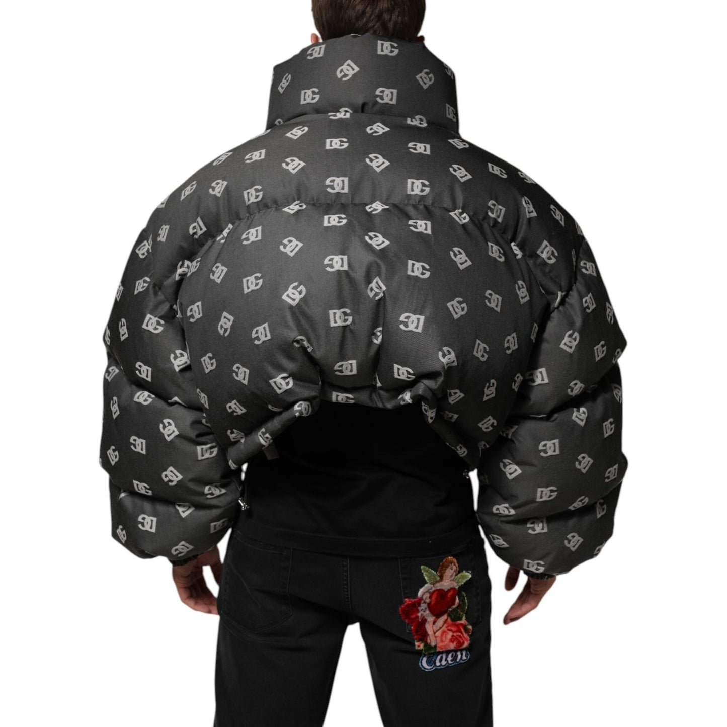 Dolce & Gabbana Black DG Monogram Full Zip Puffer Men Jacket JKT41544-50