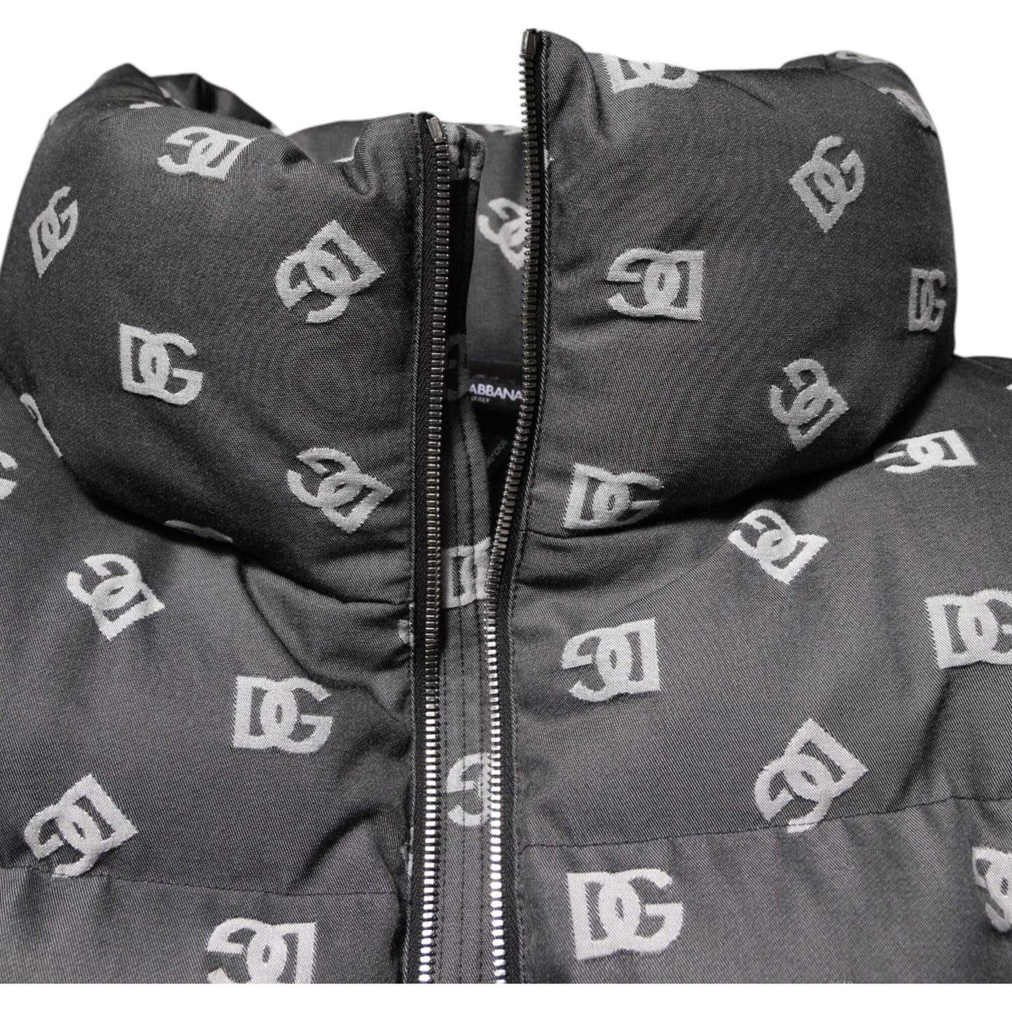 Dolce & Gabbana Black DG Monogram Full Zip Puffer Men Jacket JKT41544-50