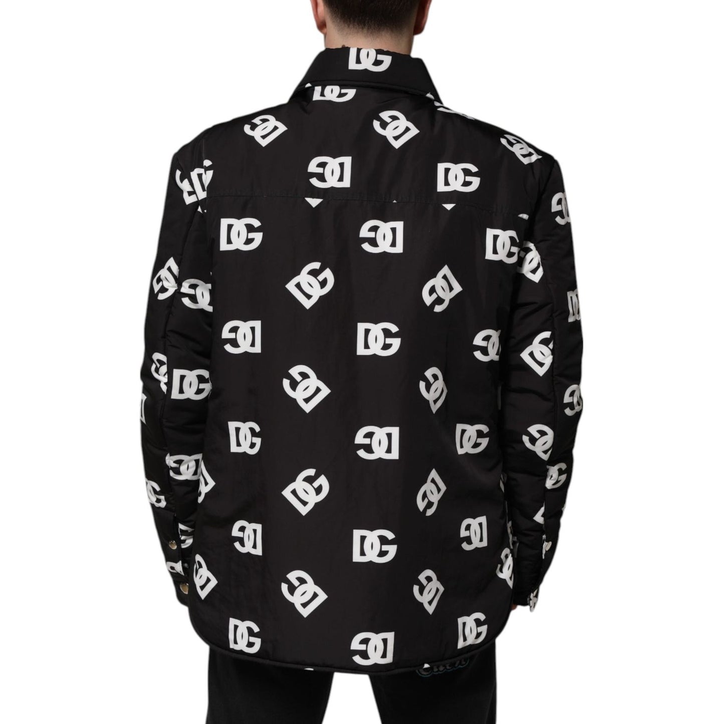 Dolce & Gabbana Black DG Monogram Nylon Windbreaker Jacket JKT41554-54