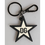 Dolce & Gabbana White Black DG Logo Star Rubber Men's Keychain Keyring SMY11226