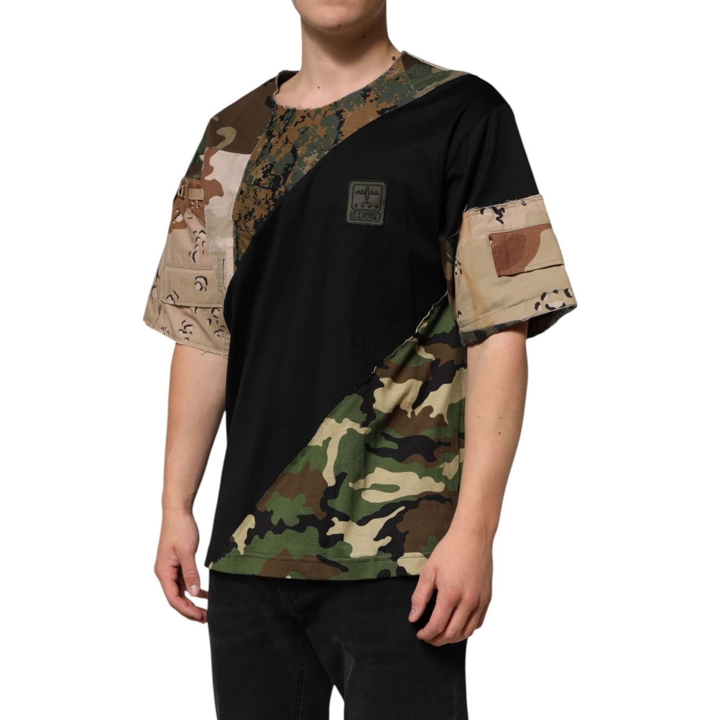 Dolce & Gabbana Multicolor Patchwork Cotton CrewNeck T-shirt TSH90593-48