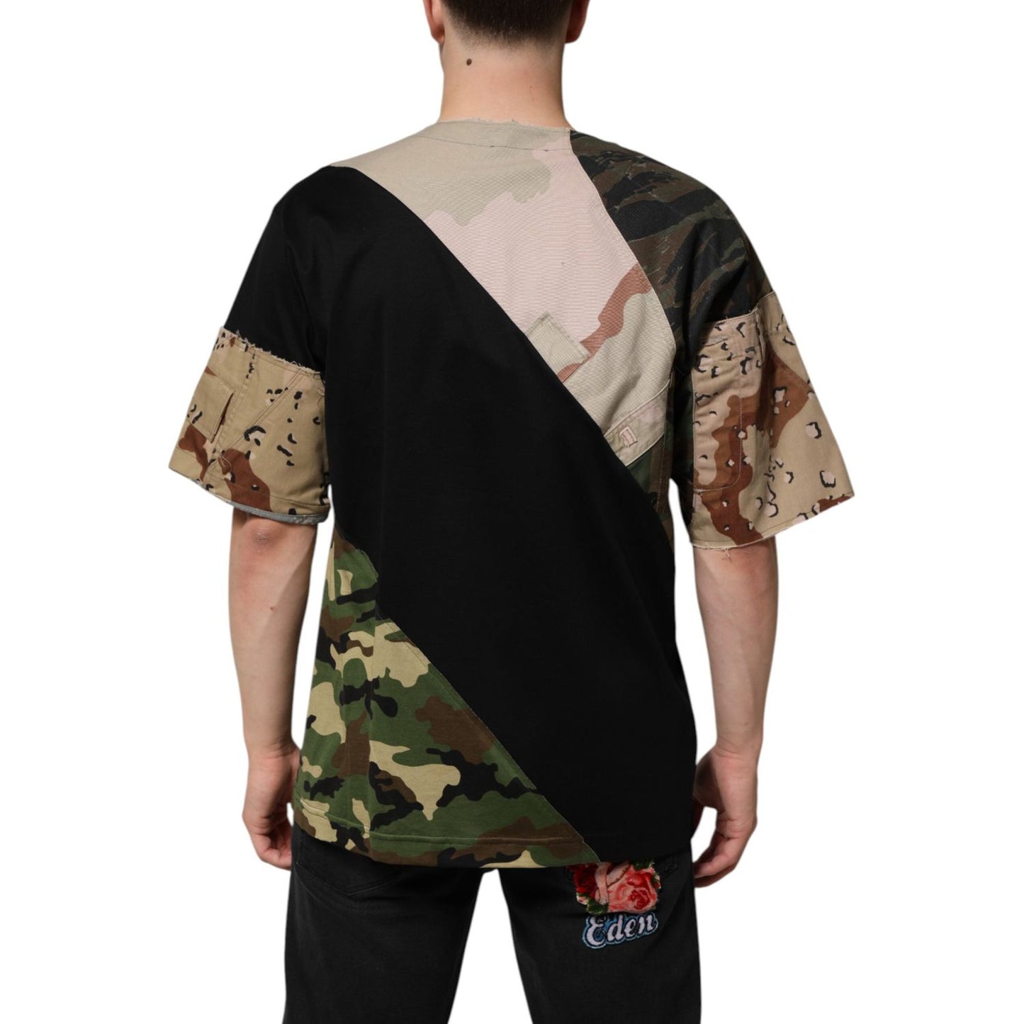 Dolce & Gabbana Multicolor Patchwork Cotton CrewNeck T-shirt TSH90593-48
