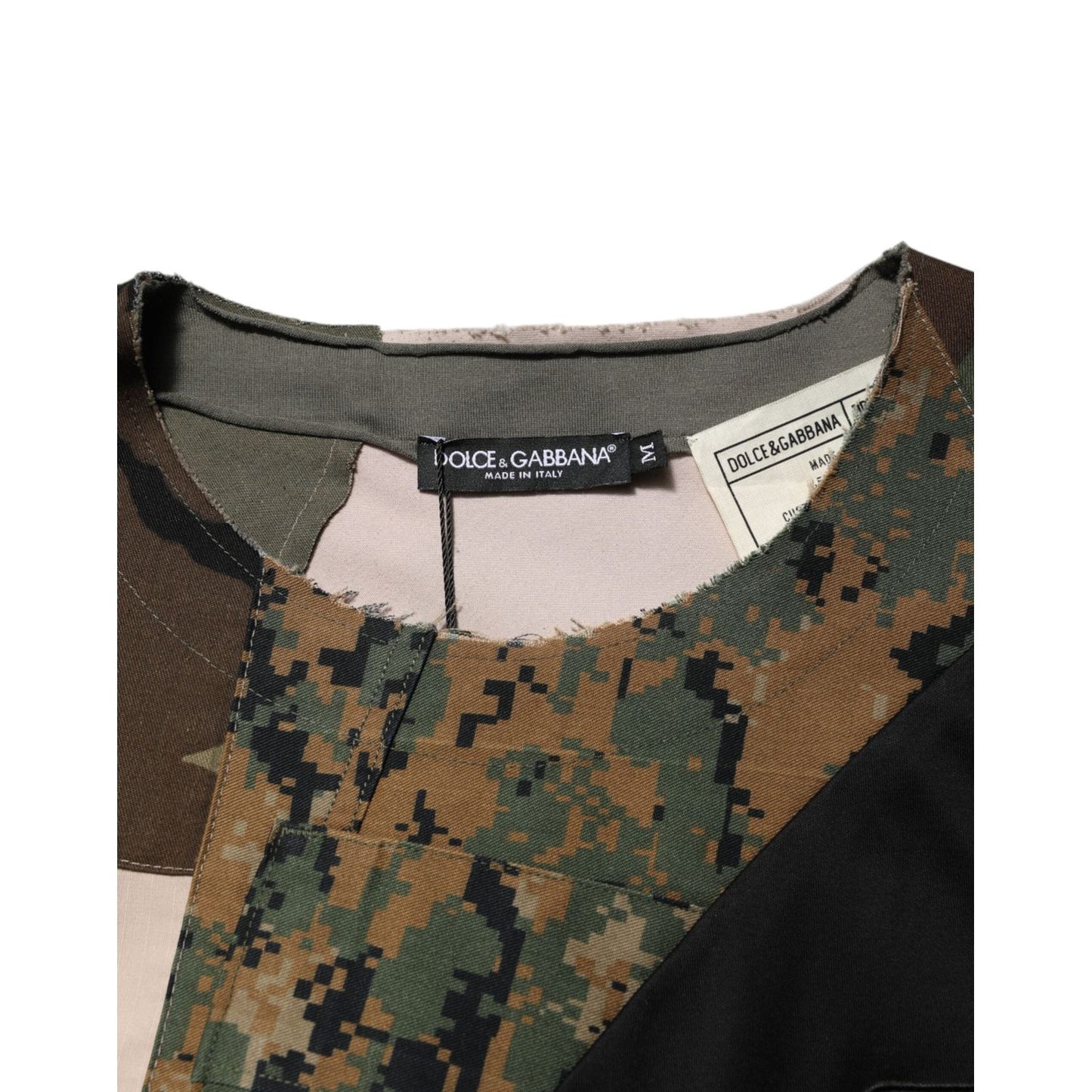 Dolce & Gabbana Multicolor Patchwork Cotton CrewNeck T-shirt TSH90593-48