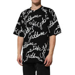 Dolce & Gabbana Black Logo Print Cotton Crew Neck T-shirt TSH90847-44