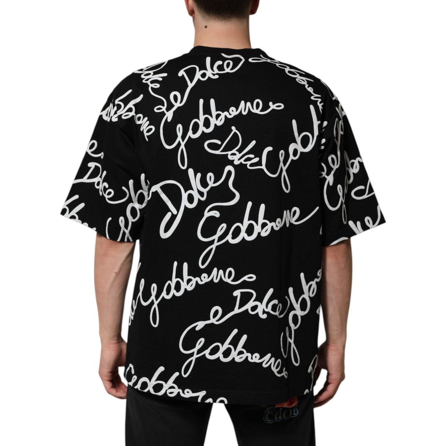 Dolce & Gabbana Black Logo Print Cotton Crew Neck T-shirt TSH90847-44