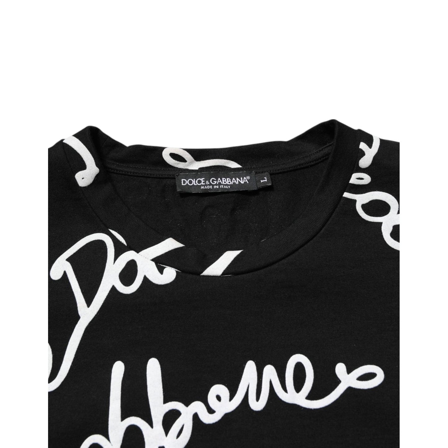 Dolce & Gabbana Black Logo Print Cotton Crew Neck T-shirt TSH90847-44