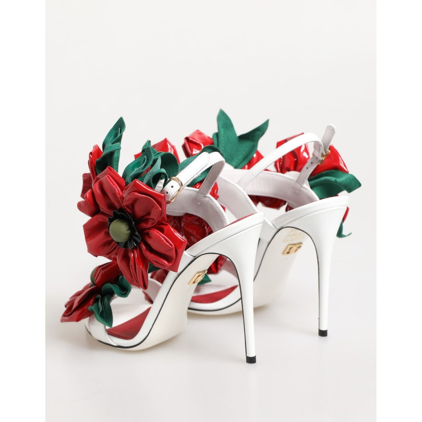 Dolce & Gabbana White Red Floral Detailing Sandals Shoes LA12903-35.5