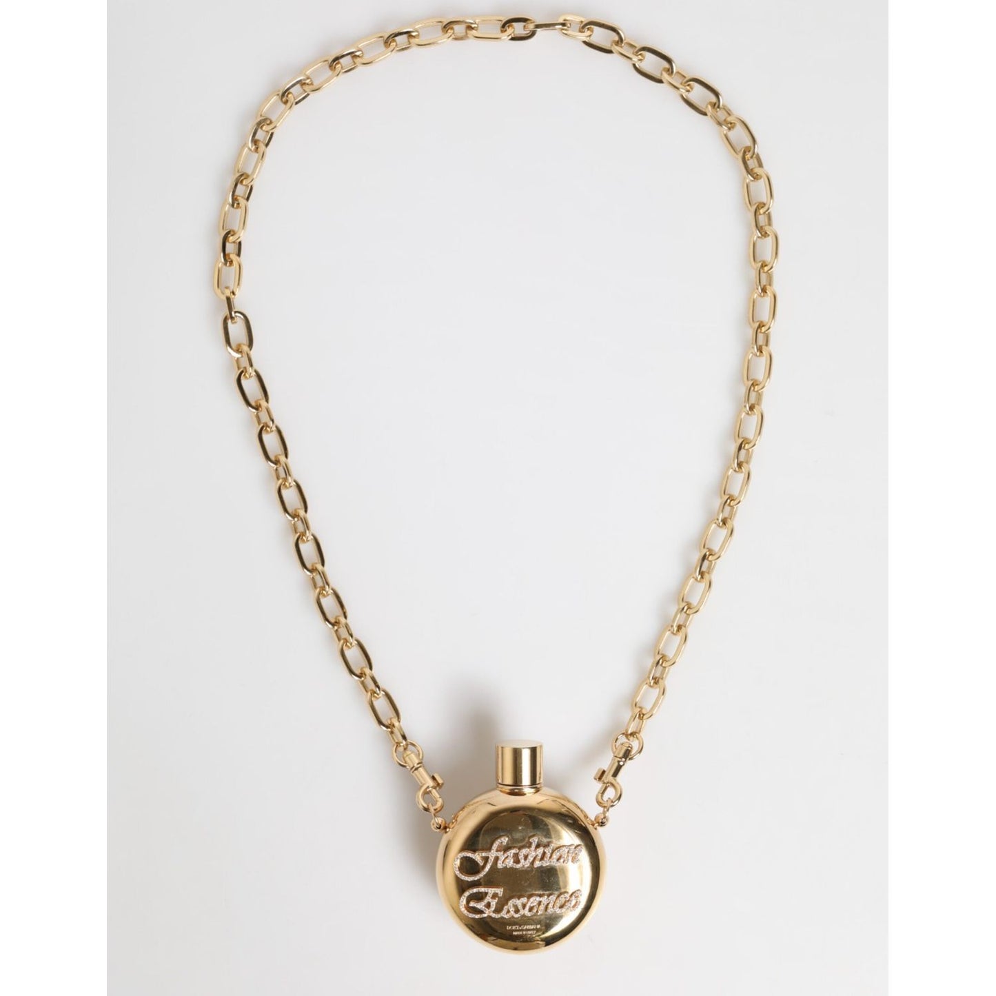 Dolce & Gabbana Gold Brass Rhinestone Devotion Charm Pendant Necklace SMY11224