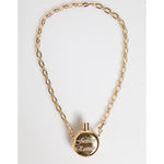 Dolce & Gabbana Gold Brass Rhinestone Devotion Charm Pendant Necklace SMY11224