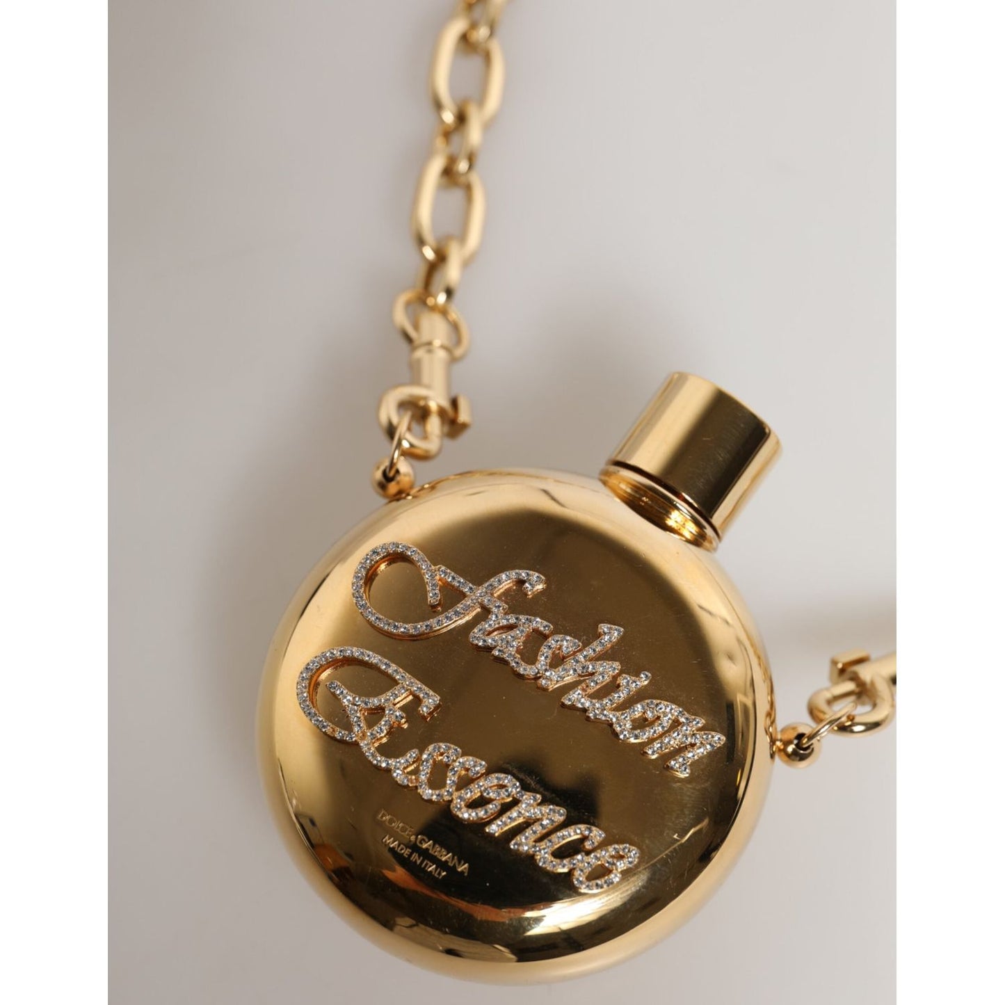 Dolce & Gabbana Gold Brass Rhinestone Devotion Charm Pendant Necklace SMY11224