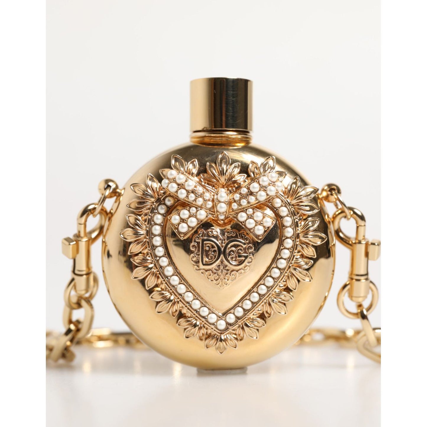 Dolce & Gabbana Gold Brass Rhinestone Devotion Charm Pendant Necklace SMY11224