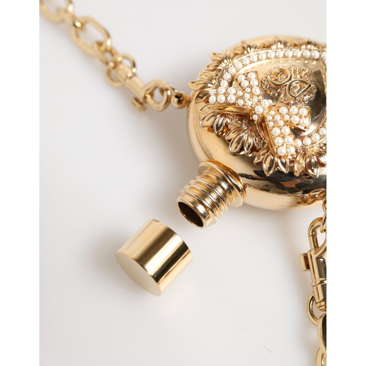 Dolce & Gabbana Gold Brass Rhinestone Devotion Charm Pendant Necklace SMY11224
