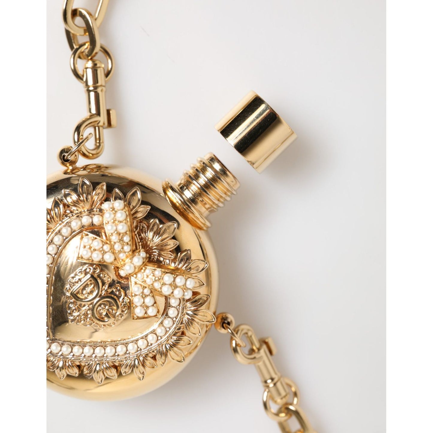 Dolce & Gabbana Gold Brass Rhinestone Devotion Charm Pendant Necklace SMY11224