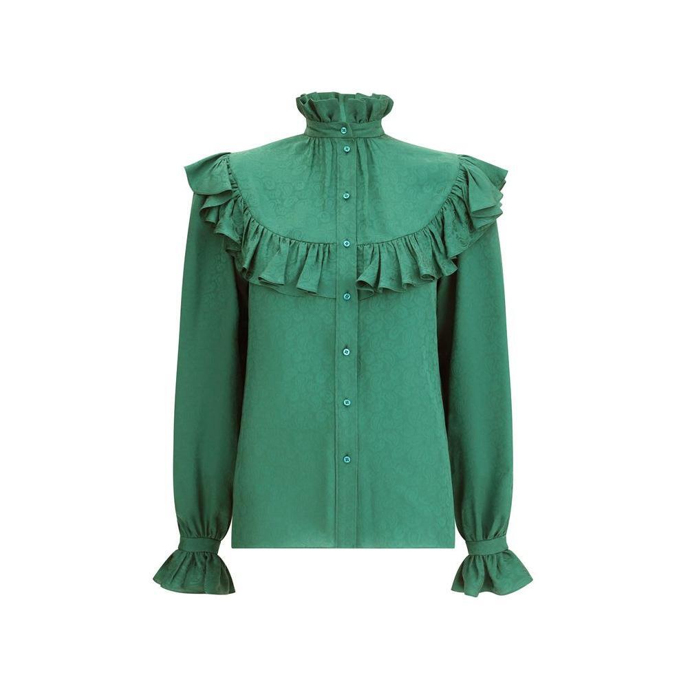 Saint Laurent Silk Blouse with ruffles SA-831783Y143U3120-IT40 | M