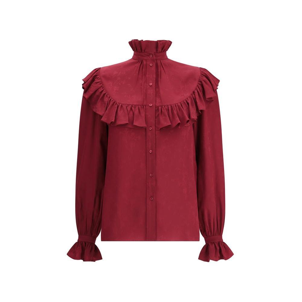 Saint Laurent Silk Blouse with ruffles SA-831783Y4K356067-IT36 | XS