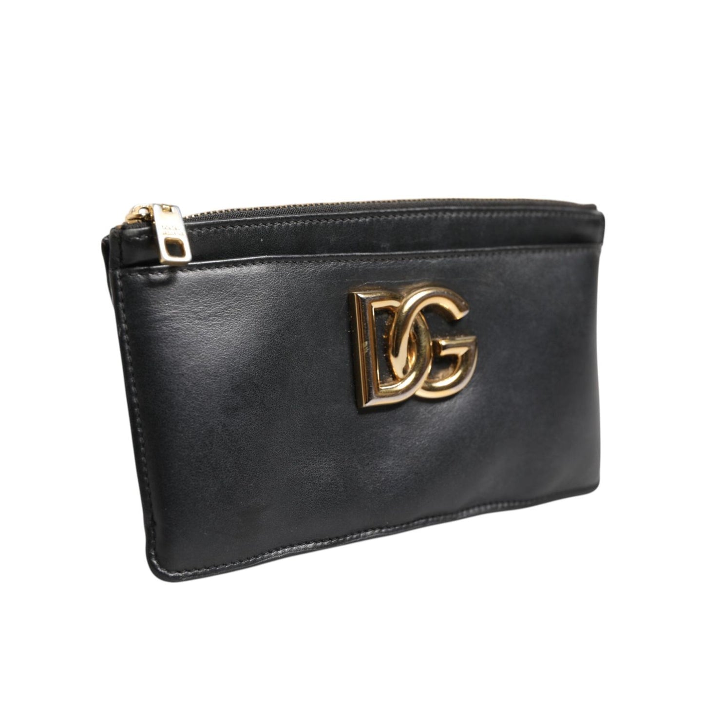 Dolce & Gabbana Black Calfskin Leather DG Logo Women Card Holder Wallet BAG4583
