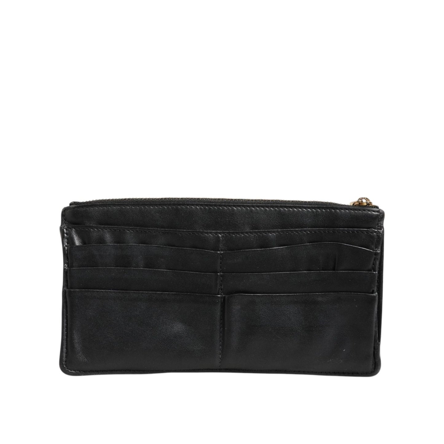 Dolce & Gabbana Black Calfskin Leather DG Logo Women Card Holder Wallet BAG4583