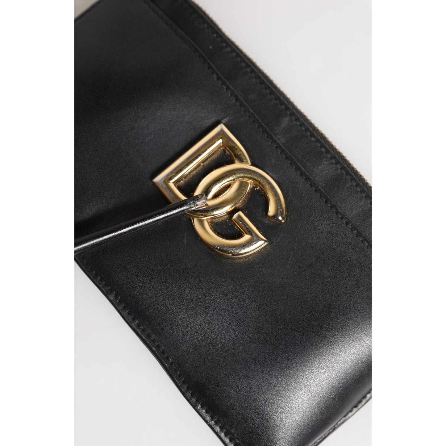 Dolce & Gabbana Black Calfskin Leather DG Logo Women Card Holder Wallet BAG4583