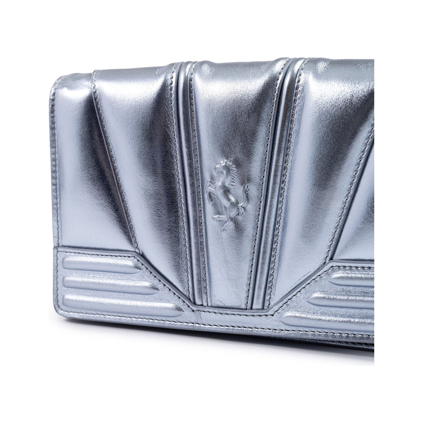 Ferrari Metal light blue GT patent leather bag with chain FE8056121179066